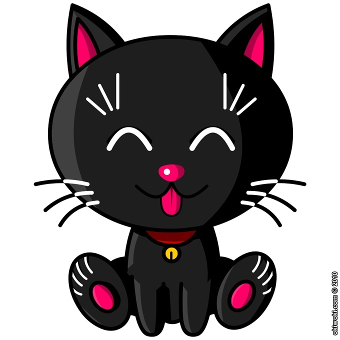 Kawaii Baby Cat (noir)