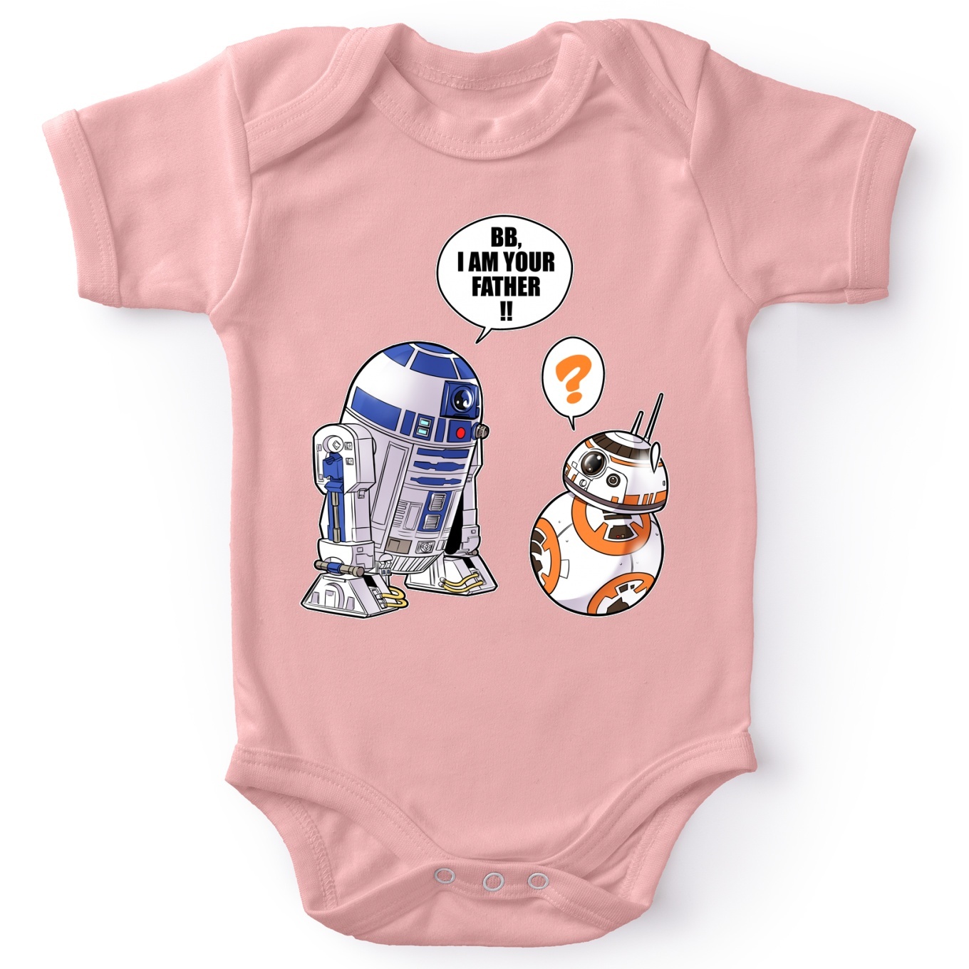 Star Wars Parody Pink Short-sleeved baby bodysuit (Girls) - R2-D2 and BB-8 (Funny Star Wars - Quality Babygrow - Size 862 - Ref 862)