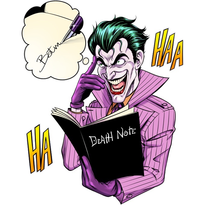Débardeur Homme Noir Parodie Batman Death Note Débardeur de qualité supérieure - imprimé en France Le Joke Note.  Le Joker de Batman et Le Death Note