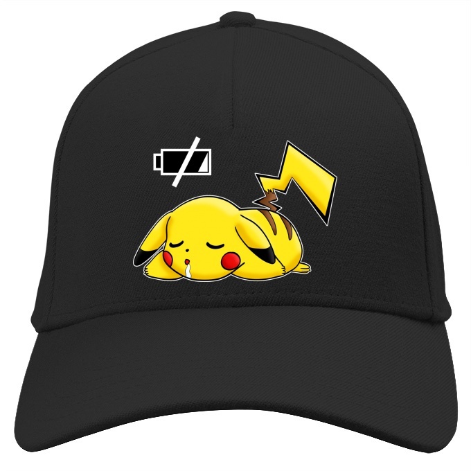 Okiwoki Casquette Noire Parodie Pokémon Batterie à Plat !  Pikachu Casquette de qualité supérieure - imprimé en France