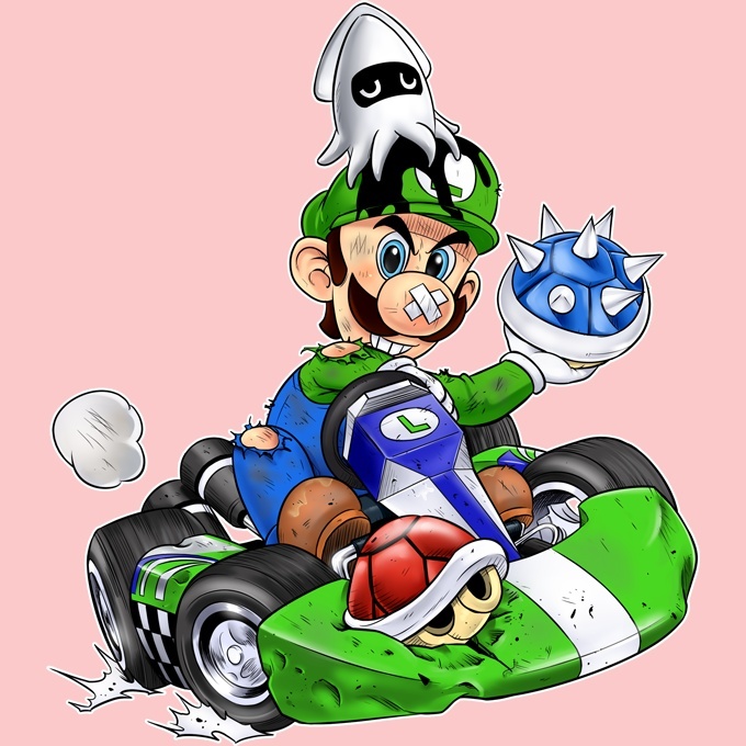 Cappello Bambino e Bambina Rosa chiaro (Sakura) parodia Mario Kart - Luigi ( Cappello di qualità premium - Stampata in Francia - 670 - Rif : 670)
