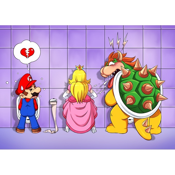Super Mario Parody White Short Sleeved Baby Bodysuit Mario Princess Peach And Bowser Funny Super Mario Parody High Quality Babygrow Size 1048 Ref 1048