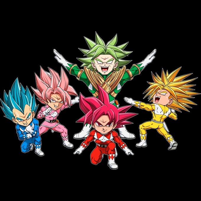 Traje de bebé Negro de manga larga parodia de Dragon Ball Super - Son Gokū,  , Vegeta, Broly, Black Goku y Trunks X Power Rangers (Traje de bebé de  primera calidad en