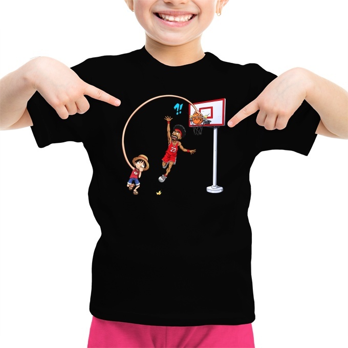 Funny One Piece Girls Kids T Shirt Luffy On The Basket Ball Playground One Piece Parody Ref918