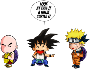 Son Gokū, Kuririn y Naruto