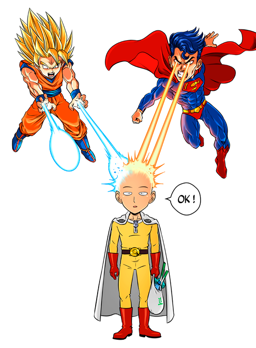 Parodia Dragon Ball Z - Bob Esponja: Saitama, Son Gokū y Superman