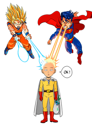 Saitama, Son Gokū y Superman