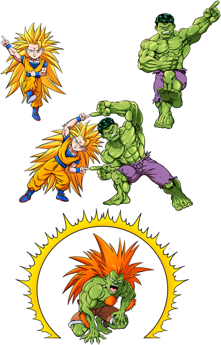 Parody of Super Smash Bros: Son Goku; Hulk and Blanka
