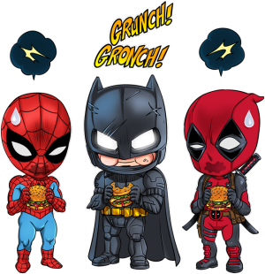 Batman, Deadpool en Spider-Man