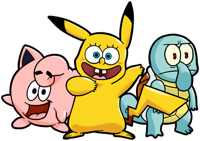  Parodia Pokémon  Bob Esponja, Calamardo Tentáculos, Patricio Estrella y Pikachu