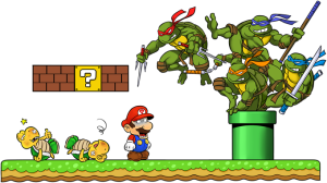 Donatello,Leonardo,Raphael, Michelangelo y Mario