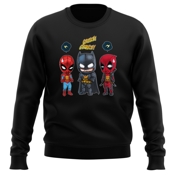 Deadpool Parody Black Pullover - Batman, Deadpool and Spider-Man Mask  Trouble... (Funny Deadpool Parody - High Quality Pullover - Size 1062 - Ref  : 1062)