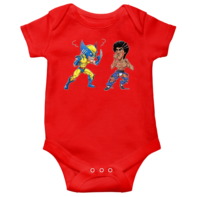 Short sleeve Baby Bodysuits Movies Parodies Wolverine Vs Bruce-Lee