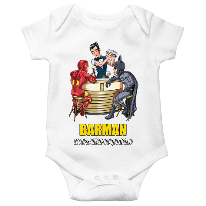 Body Bebe Manches Courtes Parodie Batman Iron Man Et Batman Et Barman