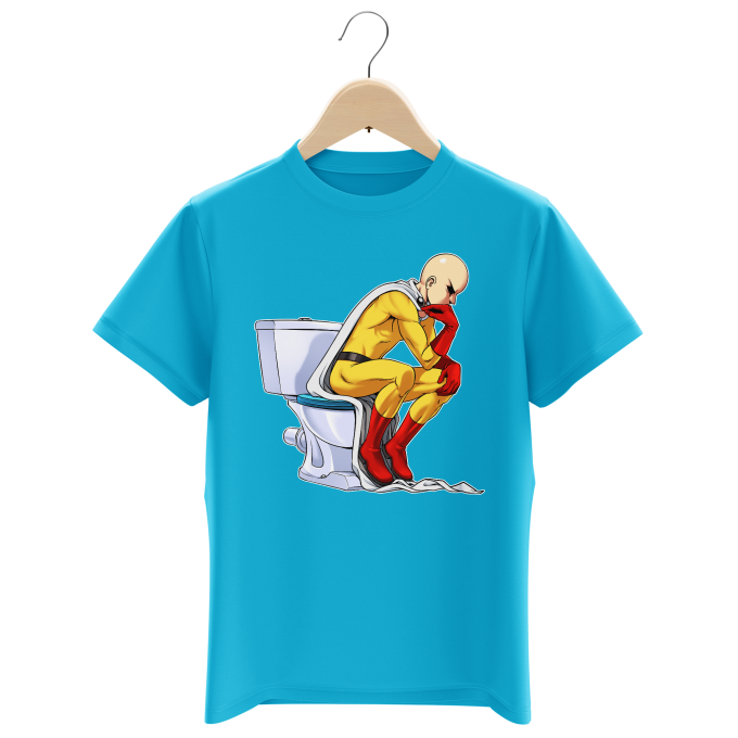 Man Parody Turquoise Boys Kids T-shirt - Saitama (Funny One-Punch Parody - High Quality - Size 1184 - Ref : 1184)