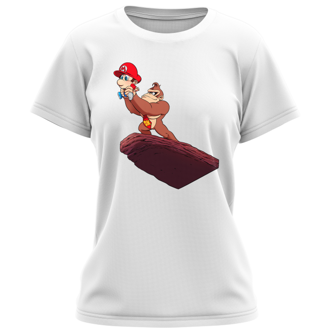 Super Mario Parody White Girls Kids T-shirt - Donkey Kong Baby Mario (Funny Super Mario Parody - High Quality T-shirt - Size 1240 - Ref : 1240)