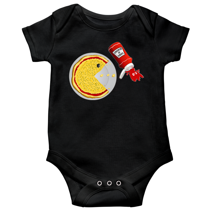Traje de beb de manga corta Parodias de videojuegos Pacman - Gamer Pizza