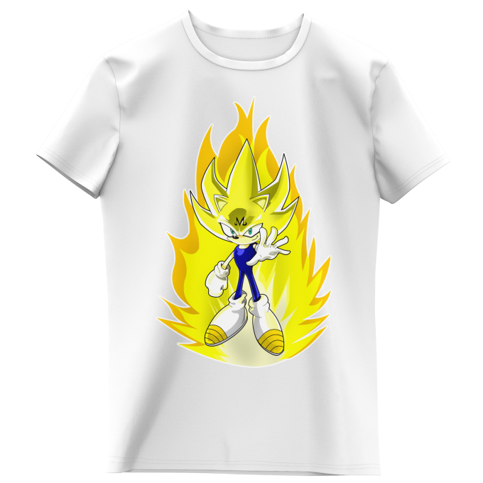 Camiseta de manga corta Blanca para Niñas parodia de Dragon Ball Z -DBZ -  Super Sonic X Son Goku 3 (T-shirt de alta calidad en la talla 462 - impresa  en Francia - Réf : 462)