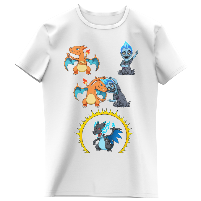 Feest Kliniek Bier Wit kinderen meisjes T-shirt parodie Pokémon - Charizard, Mega Charizard X  en Hades (Hoogwaardig T-Shirt in maat 1208- bedrukt in Frankrijk - Ref :  1208)