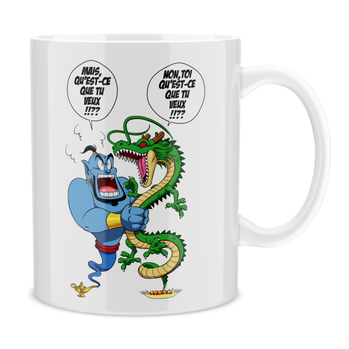 Tazas Parodias de manga El dragn Shenron y el genio de Aladino