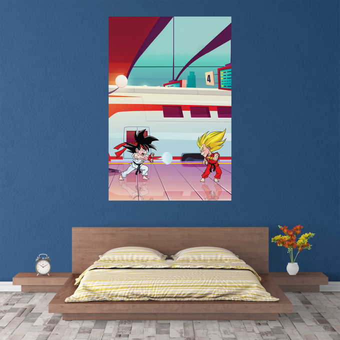 Art Print posters Manga Parodies Son Goku and Vegeta X Ryu and Ken