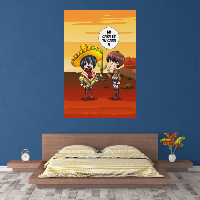 HD Posters Parodias de manga Mikasa Ackerman y Eren Jaeger