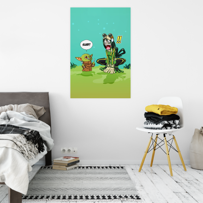 Posters Parodie di Manga Tsuyu Asui aka Froppy e Grogu aka Baby Yoda