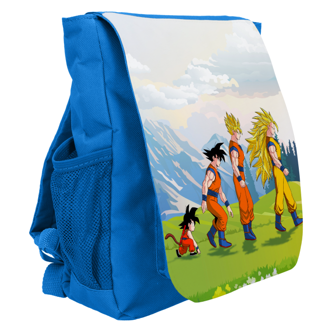 Blue Backpack for Children 4 to 6 years old - Parody Dragon Ball Z - DBZ -  Son Goku evolutionary theory (High quality children's schoolbag - printed
