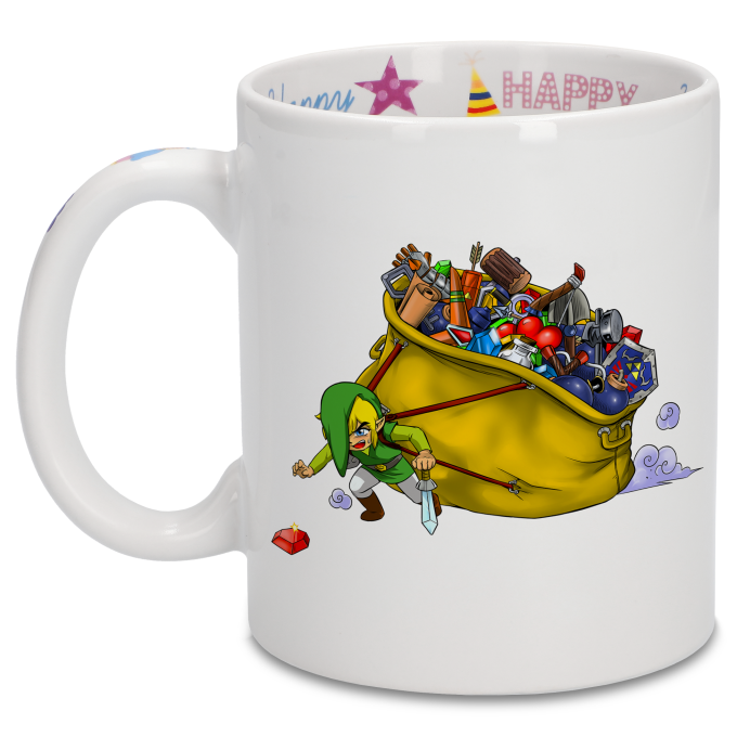 Zelda Parodic Happy Birthday Mug with Designed handle, interior and  exterior - Link (Funny Zelda Parody - High Quality Mug - Ref : 372)