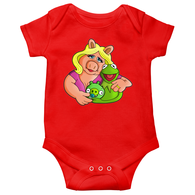 Body per bambini a maniche corte Videogiochi Parodie Angry Birds, Kermit e Peggy