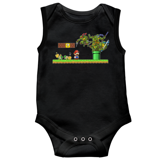 Body bébé sans manches Parodies Jeux Vidéo La Revanche des Tortues !
