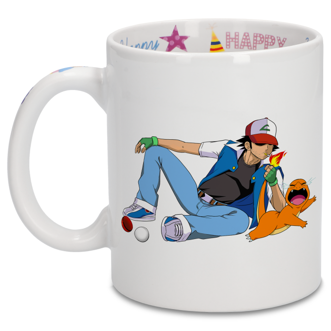 Pokémon Parodic Happy Birthday Mug with Designed handle, interior and  exterior - Charmander (Funny Pokémon Parody - High Quality Mug - Ref : 464)