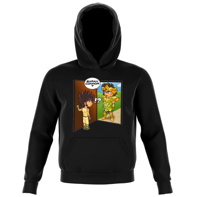 Sudadera con capucha Negra par niños parodia de Los Caballeros del Zodíaco - Saint Seiya - Seiya Pegaso, de Leo y Terminator (Sudadera con de alta calidad en