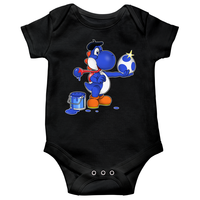 Body bébé manches courtes Parodies Jeux Vidéo Peinture fraîche... (Version bleue foncée)
