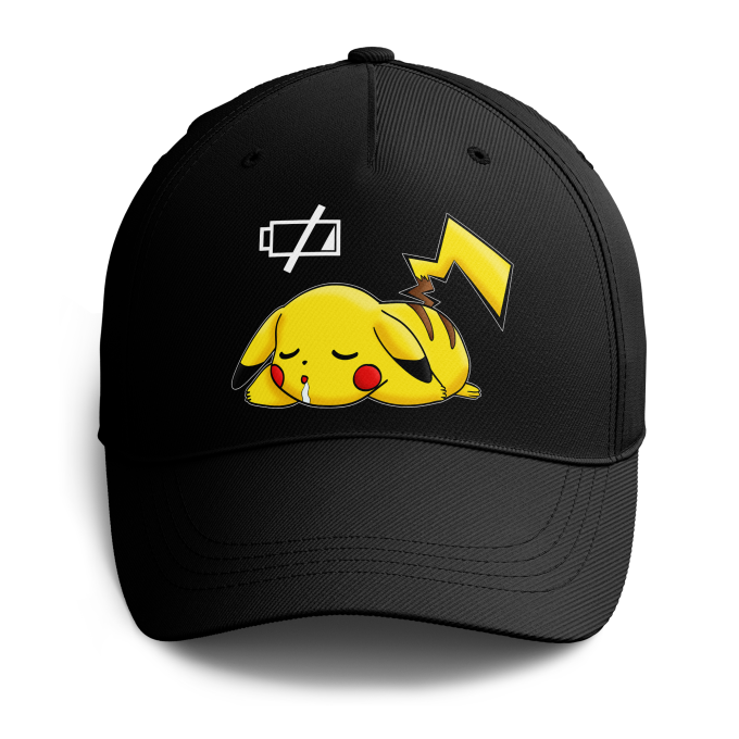 Okiwoki Casquette Noire Parodie Pokémon Batterie à Plat !  Pikachu Casquette de qualité supérieure - imprimé en France