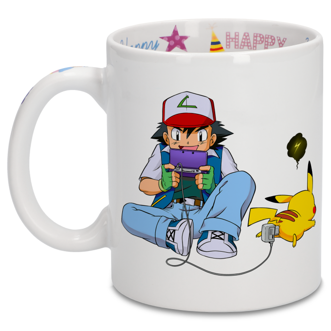 Tazza di compleanno con stampa sul manico, interno ed esterno - Parodia  Pokémon - Pikachu e Ash Ketchum (Tazza di qualità premium - Stampata in  Francia - Rif : 616)