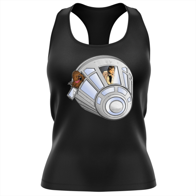 enfermedad Saludar Arena Camiseta de tirantes Negra para Mujer parodia de Star Wars - Han Solo y  Chewbacca (Camiseta de tirantes de alta calidad en la talla 635 - impresa  en Francia - Réf : 635)
