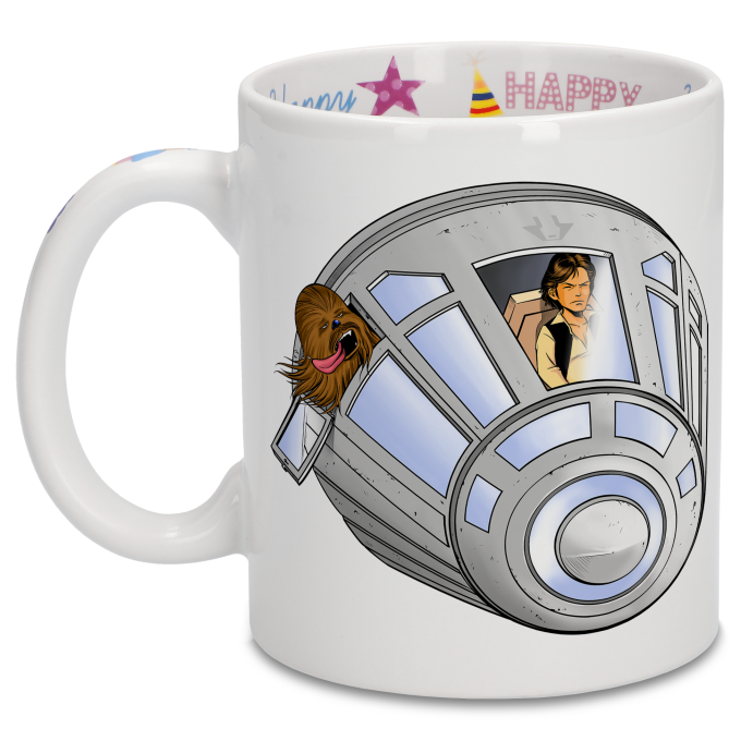 Star Wars Parodic Happy Birthday Mug with Designed handle, interior and  exterior - Han Solo and Chewbacca (Funny Star Wars Parody - High Quality Mug  - Ref : 635)