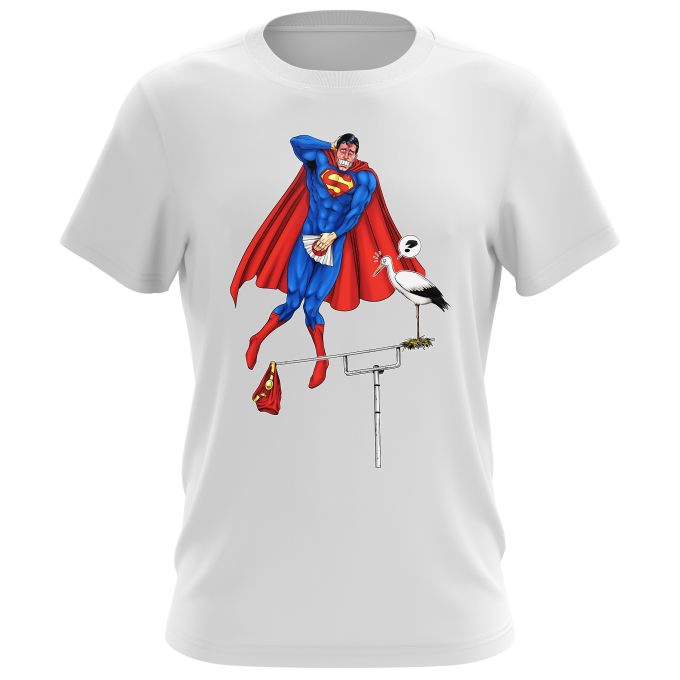 Camiseta de Hombre Blanca de Superman Superman - El Hombre de Acero (T-shirt de alta calidad en la talla - impresa en - Réf : 655)