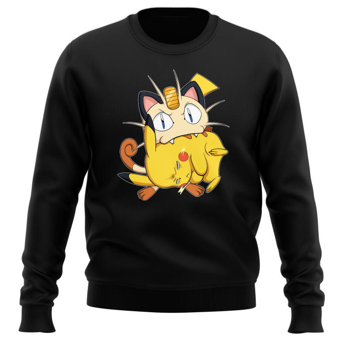 Pokémon Parody Black Pullover - Pikachu and Meowth (Funny Pokémon Parody -  High Quality Pullover - Size 659 - Ref : 659)