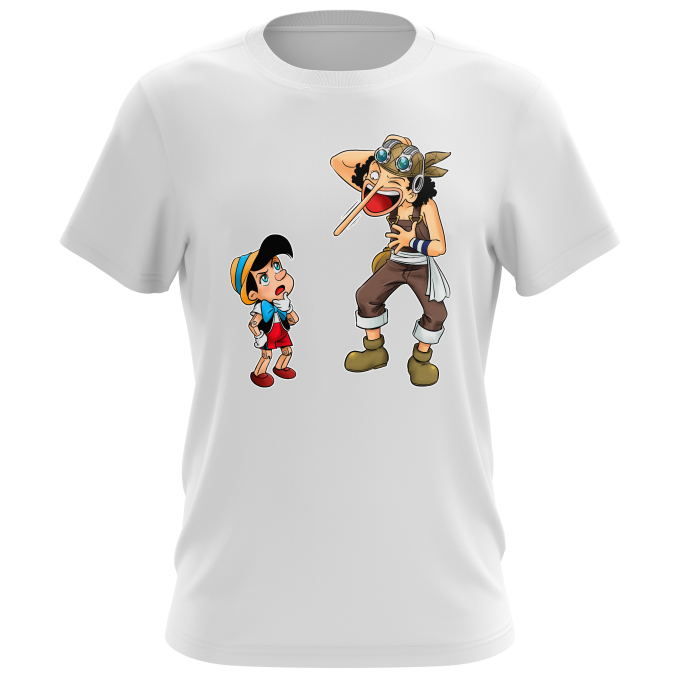 Magliette da Uomini Parodie di Manga Usop e Pinocchio