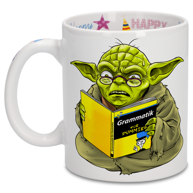 Geburtstag Tassen Filmparodien Yoda - Grammatik fr Dummies