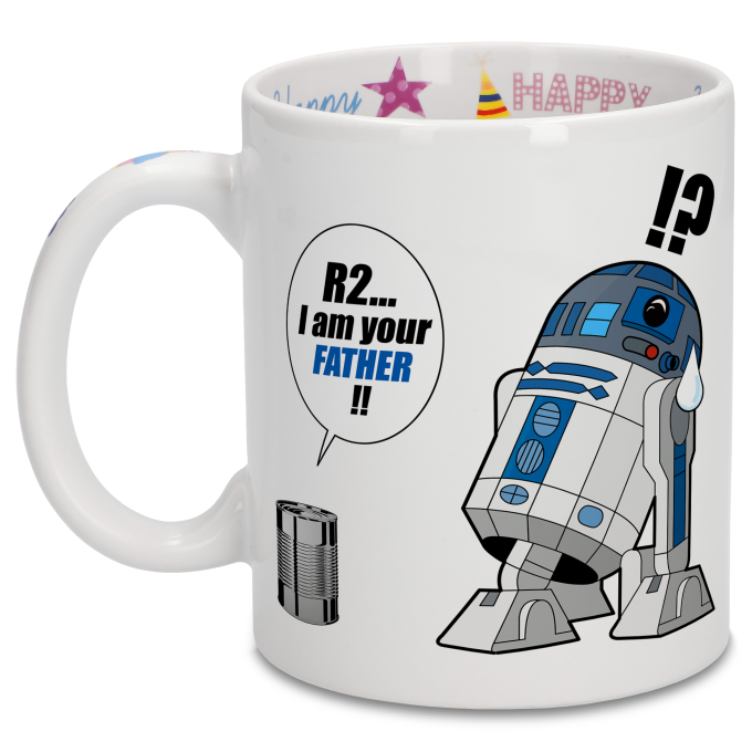 Star Wars Parodic Happy Birthday Mug with Designed handle, interior and  exterior - R2-D2 (Funny Star Wars Parody - High Quality Mug - Ref : 735)