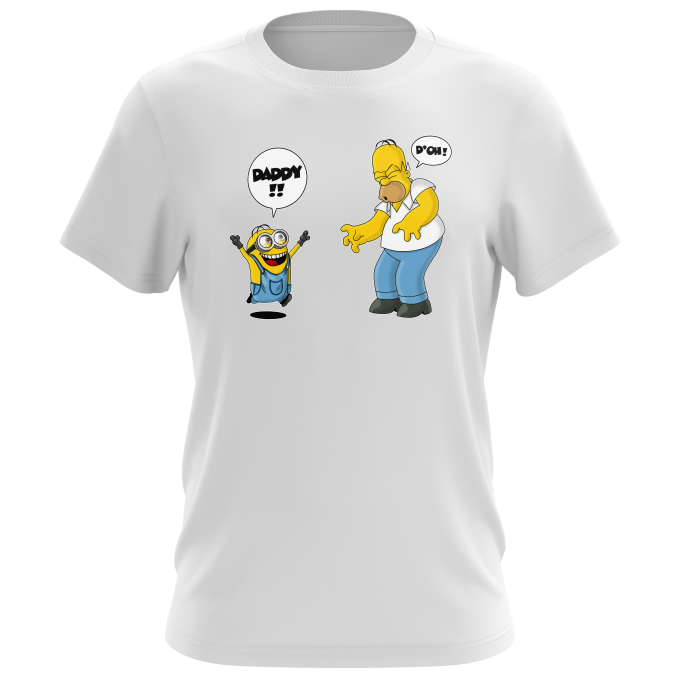 ondernemen Silicium schroef Wit heren T-shirt parodie Minions - Homer Simpson en the Minions  (Hoogwaardig T-Shirt in maat 757- bedrukt in Frankrijk - Ref : 757)