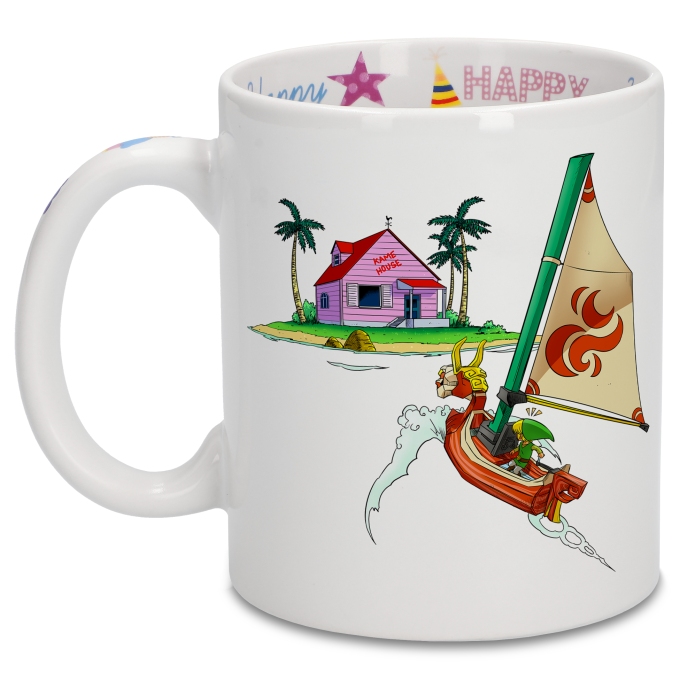 Canecas de aniversrio Pardias mang Link e Casa do Kame