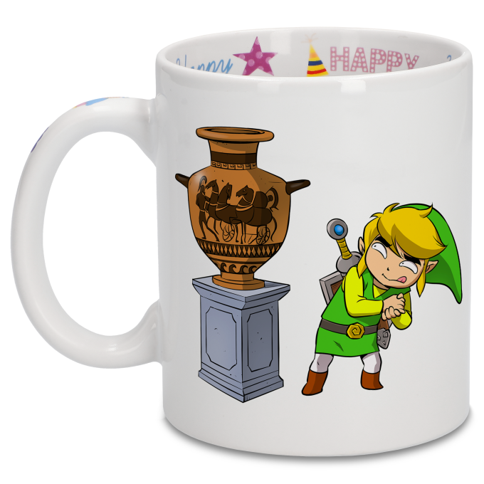 Zelda Parodic Happy Birthday Mug with Designed handle, interior and  exterior - Link (Funny Zelda Parody - High Quality Mug - Ref : 826)