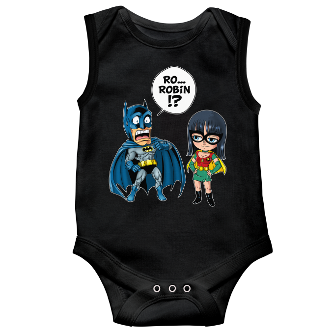One Piece Parody Black Sleeveless Baby Bodysuits - Batman and Robin (Funny One  Piece Parody - High Quality Babygrow - Size 831 - Ref : 831)