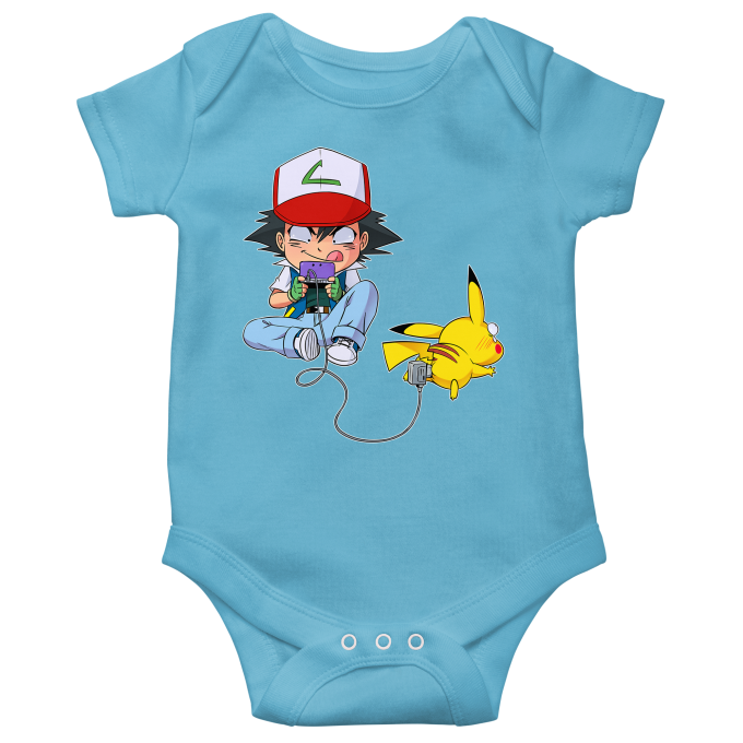 oriental Moderar cuestionario Traje de bebé Azul Turquesa de manga corta (chicos) parodia de Pokémon -  Pikachu y Ash de Pokemon (Traje de bebé de primera calidad en la talla 864  - impresa en Francia - Réf : 864)