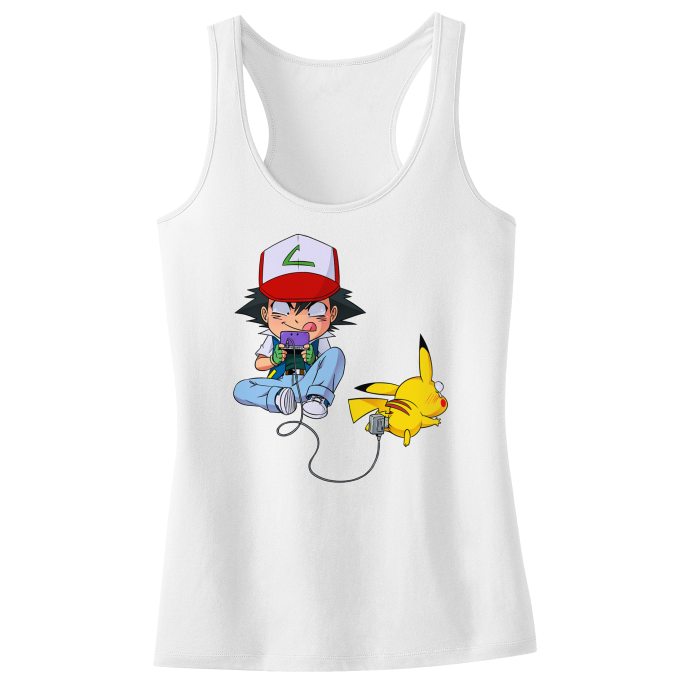 Girls Kids Tank Top Video Games Parodies Pikachu and Ash Ketchum