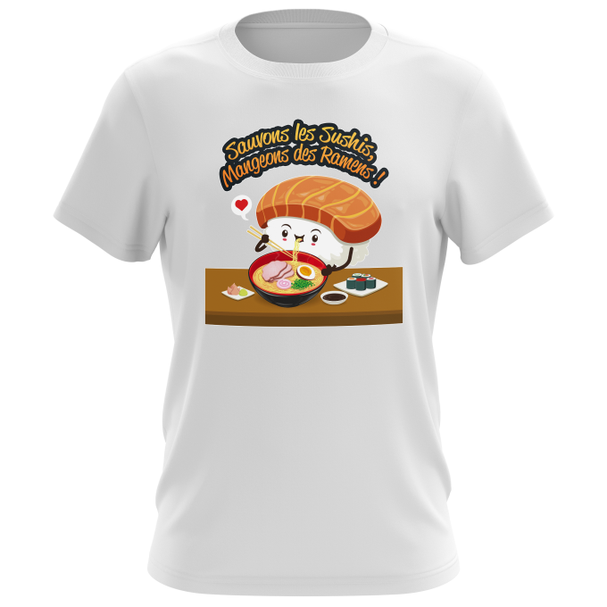 T-shirts Hommes Funny Shirts Sauvons les Sushis !!